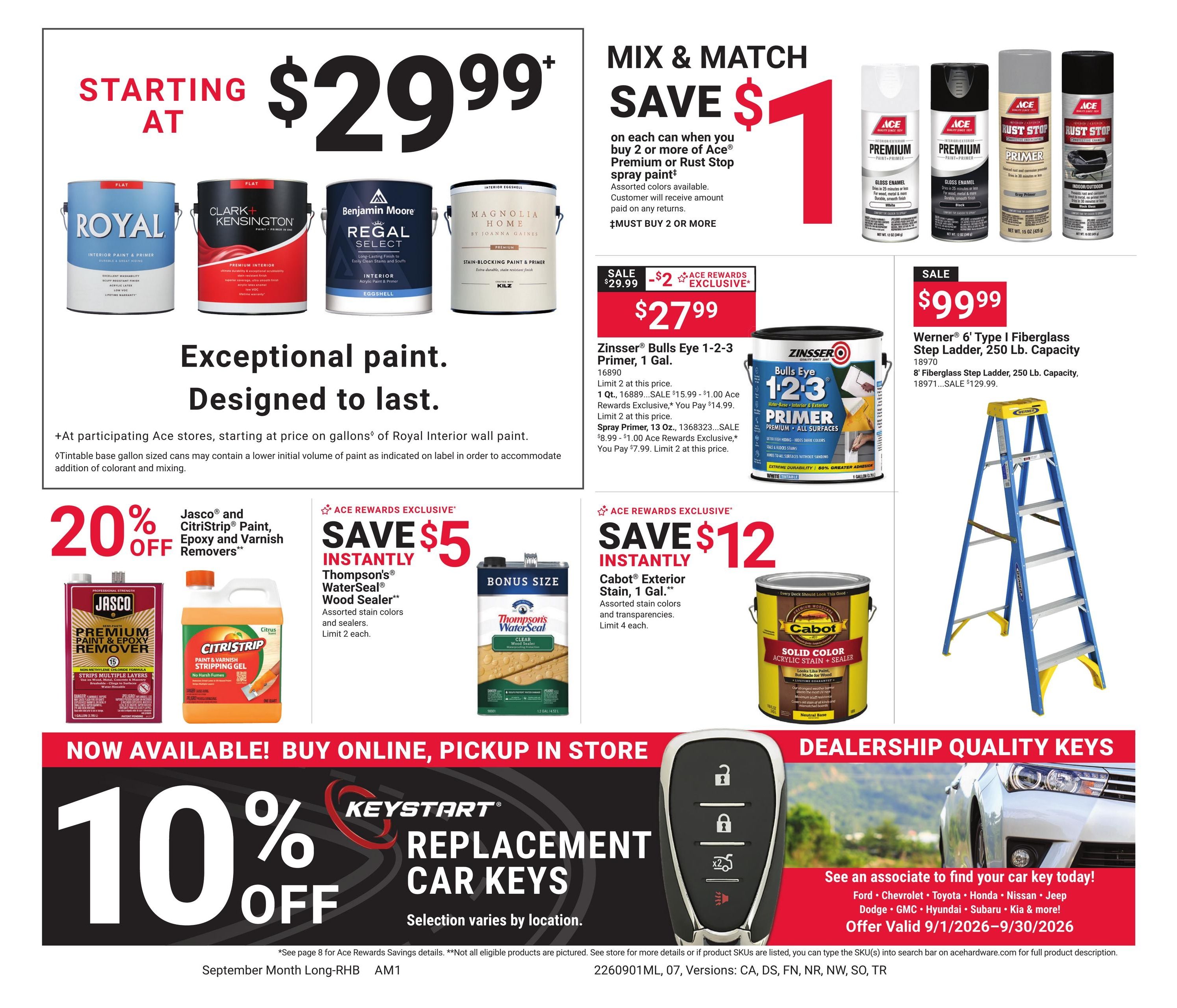 Ace Hardware (Bronson Area, IA) Red Hot Buys Weekly Ad September 1 - 30, 2026
