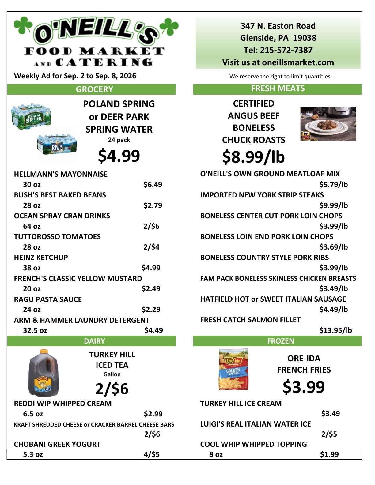 O'Neill's Market Weekly Ad September 2 - 8, 2026