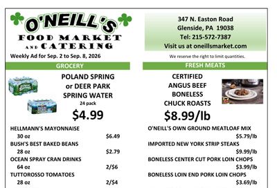 O'Neill's Market Weekly Ad September 2 - 8, 2026
