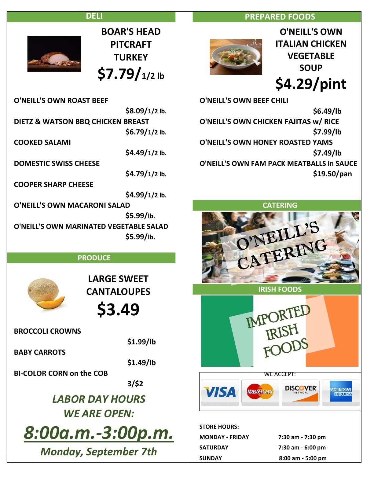 O'Neill's Market Weekly Ad September 2 - 8, 2026