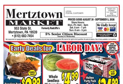 Mertztown Market Weekly Ad August 30 - September 5, 2026