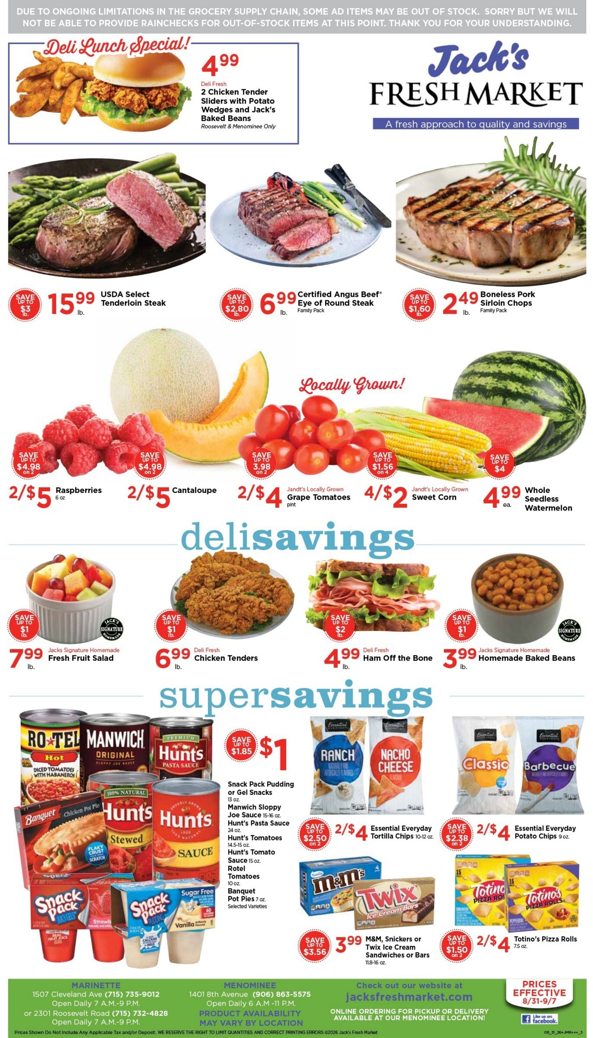 Jack's Fresh Market Weekly Ad August 31 - September 6, 2026