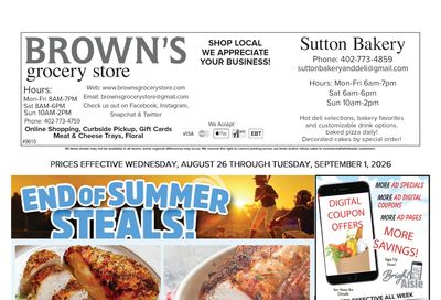Brown's Grocery Store Weekly Ad August 26 - September 1, 2026