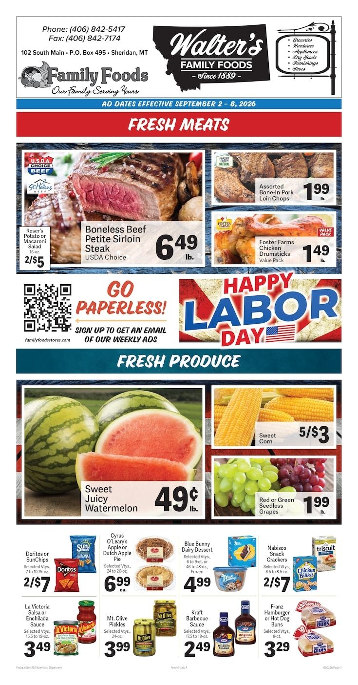 Walter's Family Foods Weekly Ad September 2 - 8, 2026