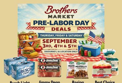 Brothers Market (118 S. Main, Sigourney, IA) 3 Day Sale Weekly Ad September 3 - 5, 2026