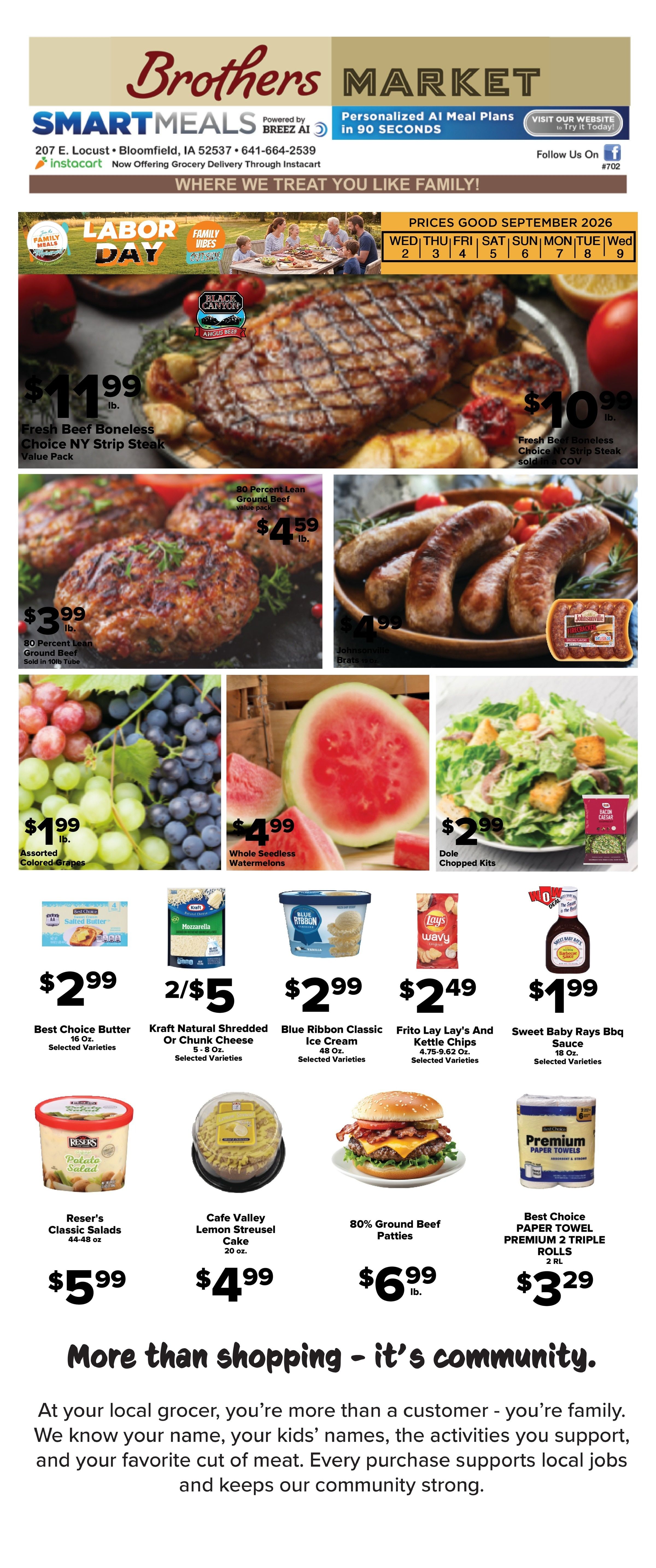 Brothers Market (Bloomfield, IA) Weekly Ad September 2 - 9, 2026