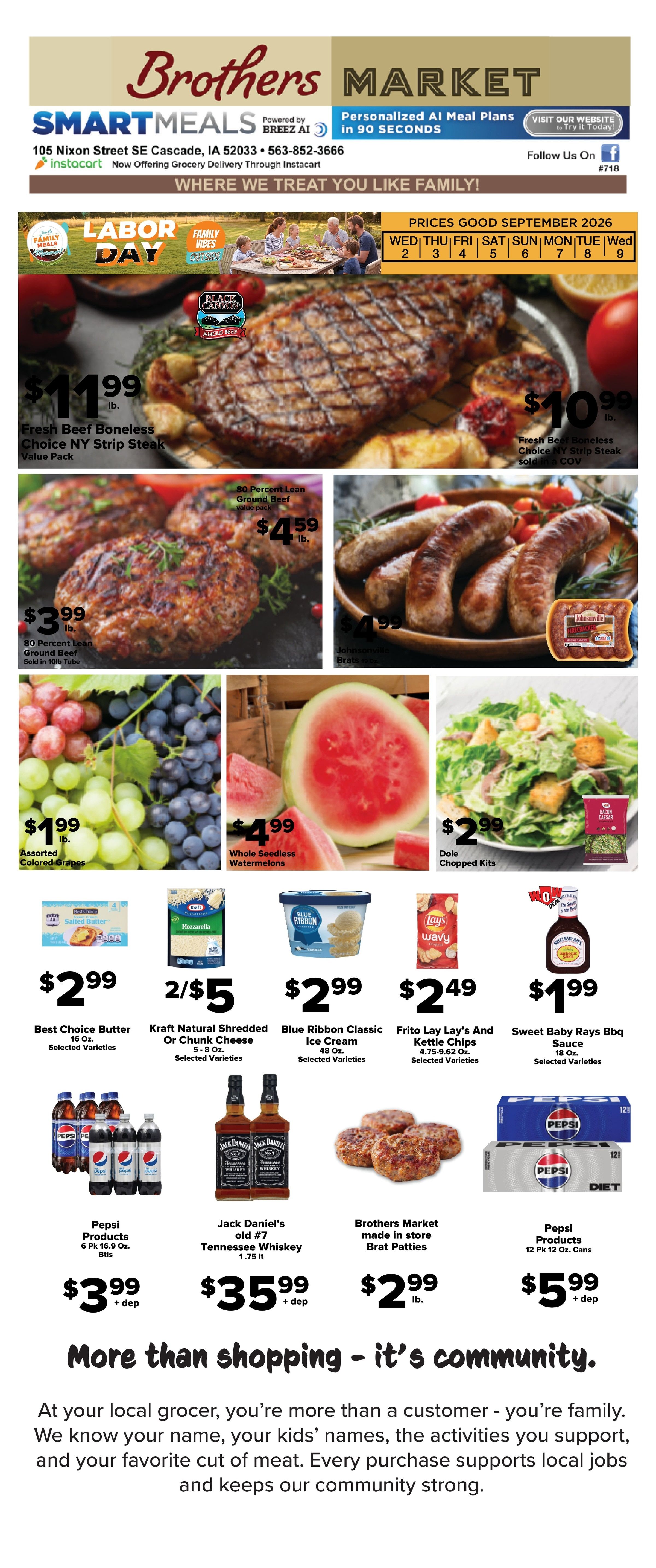 Brothers Market (Cascade, IA) Weekly Ad September 2 - 9, 2026
