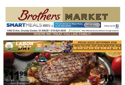 Brothers Market (Grundy Center, IA) Weekly Ad September 2 - 9, 2026