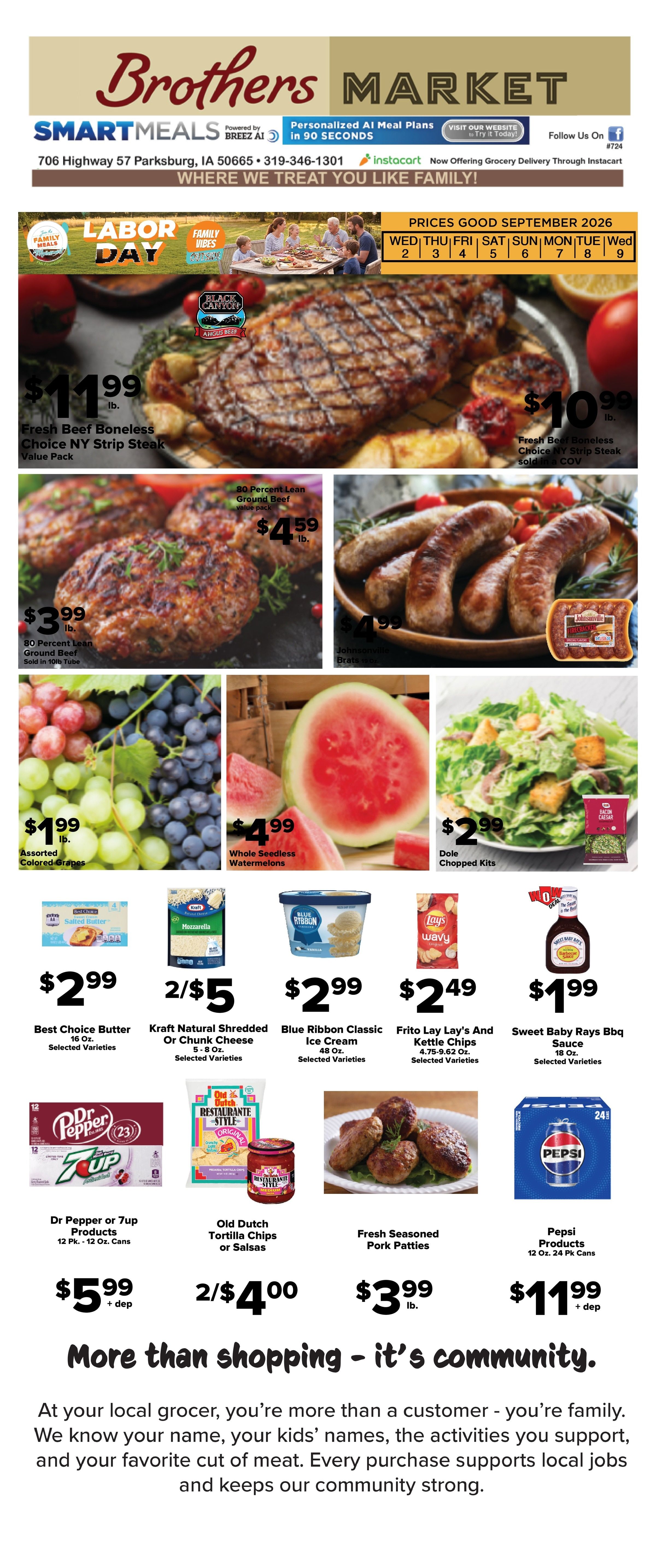 Brothers Market (Parkersburg, IA) Weekly Ad September 2 - 9, 2026