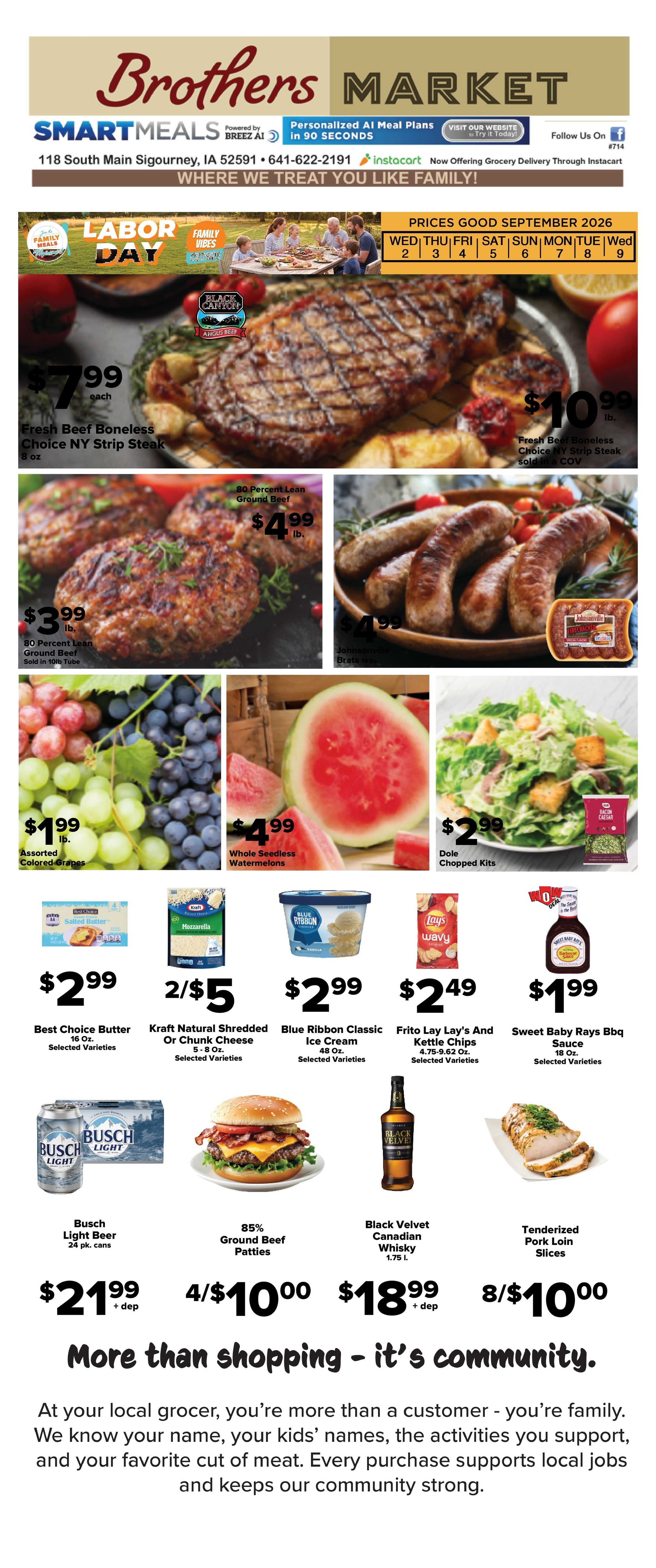 Brothers Market (Sigourney, IA) Weekly Ad September 2 - 9, 2026