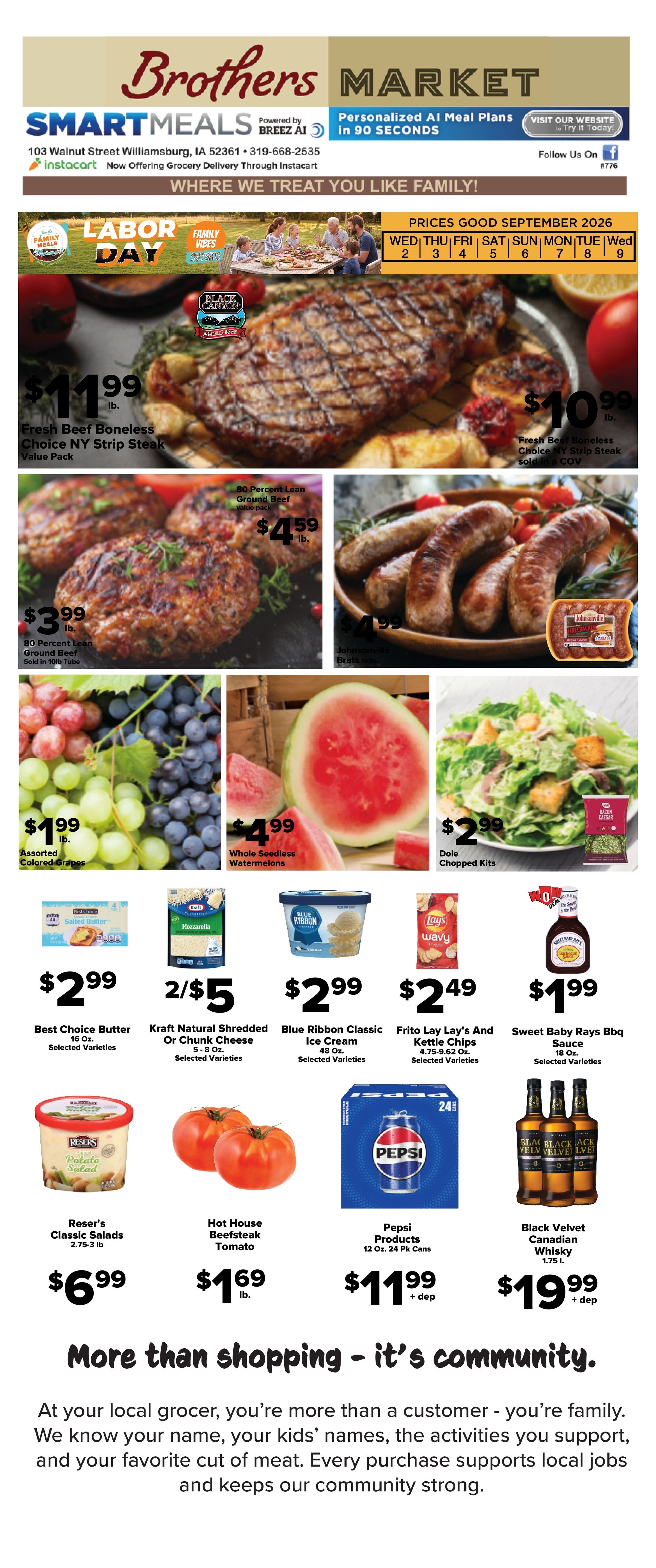 Brothers Market (Williamsburg, IA) Weekly Ad September 2 - 9, 2026