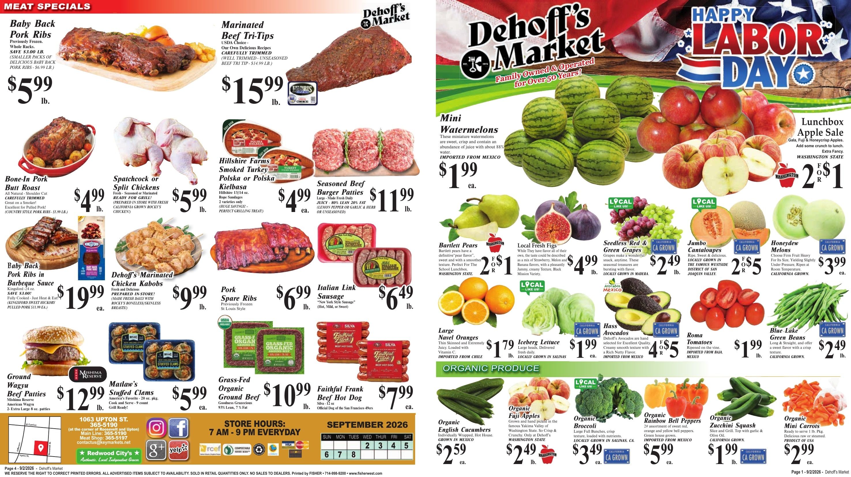 Dehoff's Key Markets (Redwood City Area, CA) Weekly Ad September 2 - 8, 2026
