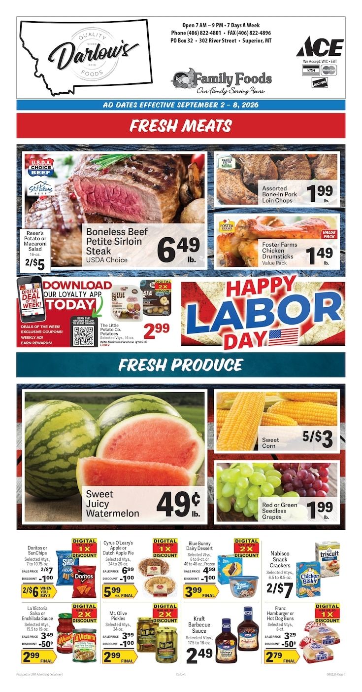 Darlow's Quality Foods Weekly Ad September 2 - 8, 2026