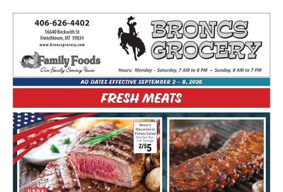 Bronc's Grocery Weekly Ad September 2 - 8, 2026