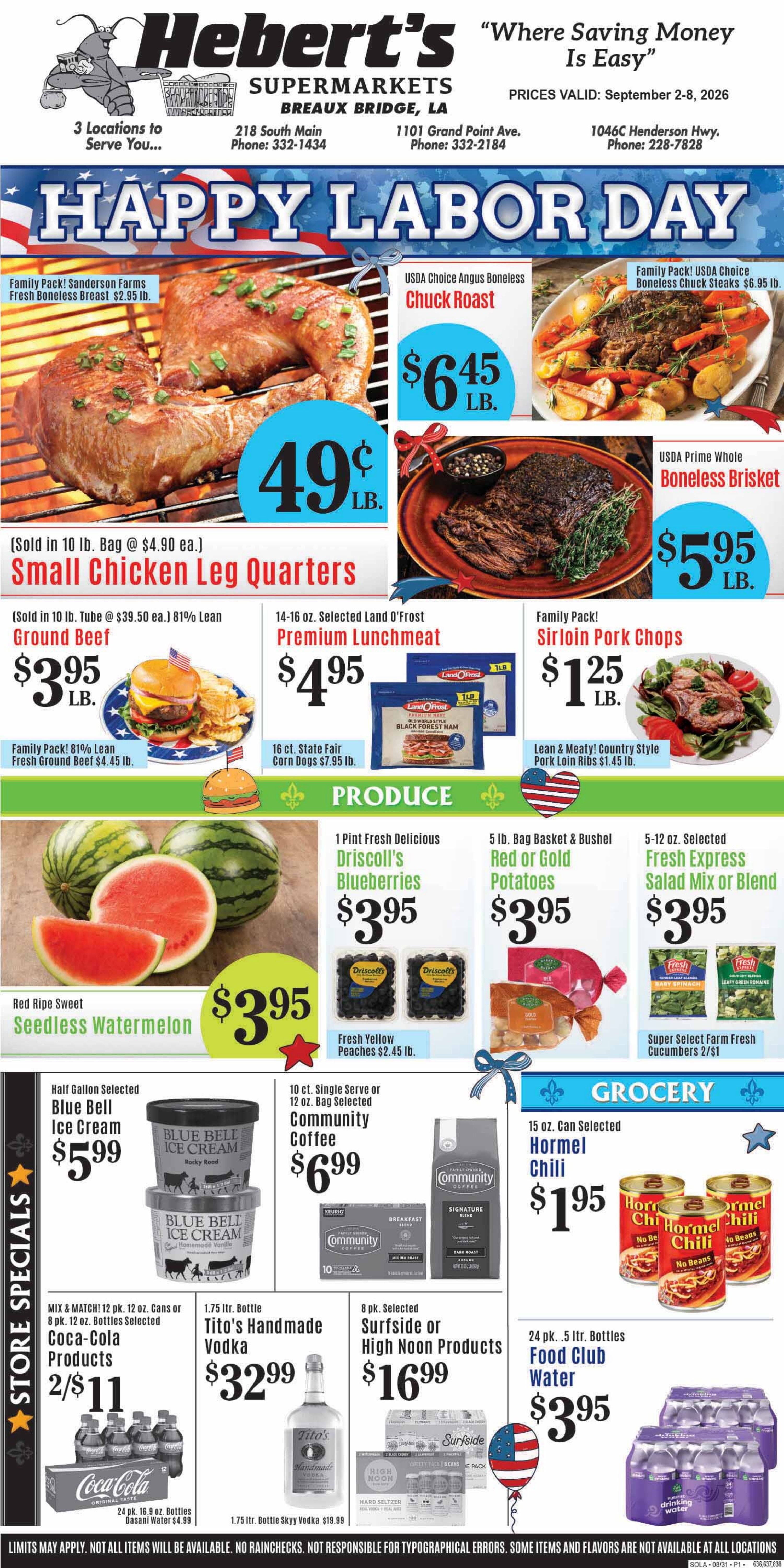 Hebert's Supermarket Weekly Ad September 2 - 8, 2026