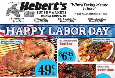 Hebert's Supermarket Weekly Ad September 2 - 8, 2026