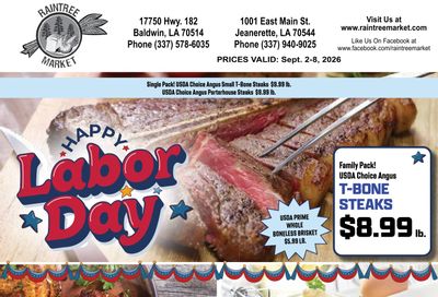 Raintree Market (Baldwin and Jeanerette, LA) Weekly Ad September 2 - 8, 2026