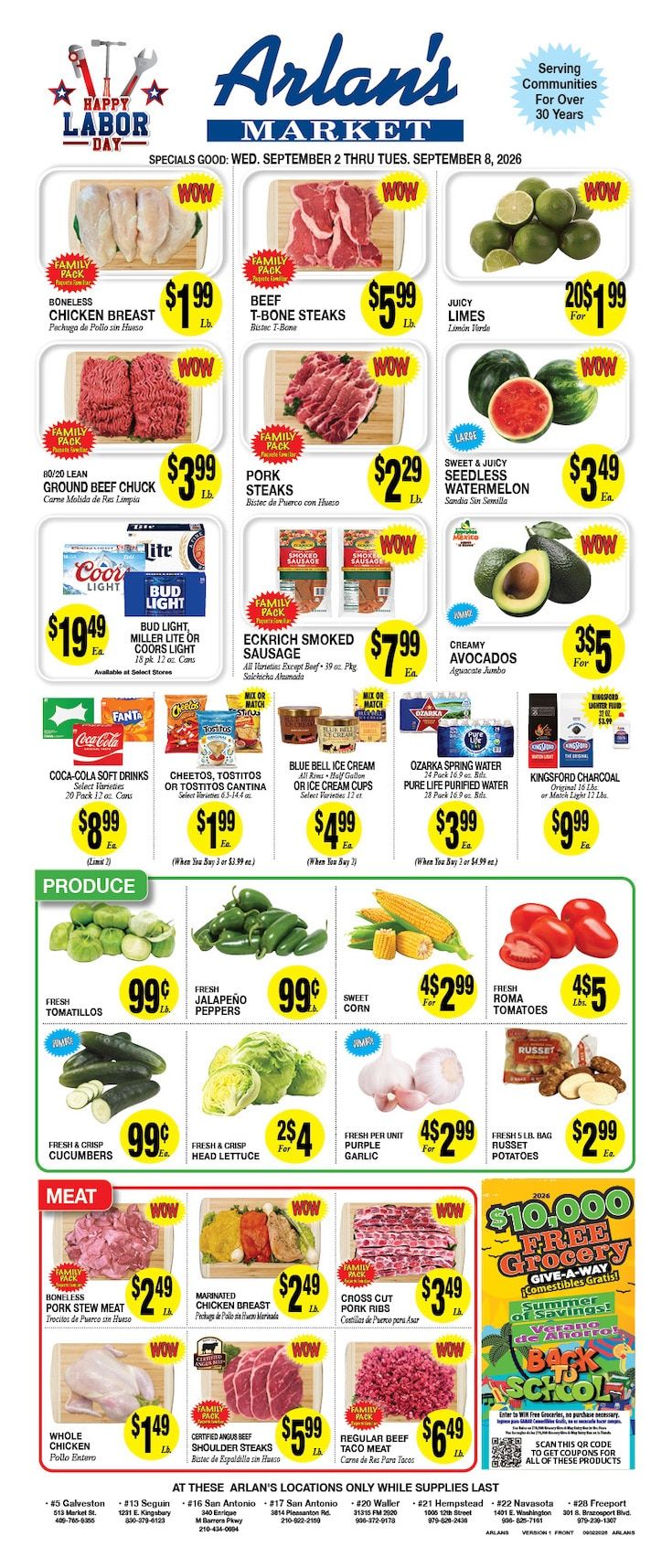 Arlan's Market (Freeport and other locations, TX) Weekly Ad September 2 - 8, 2026