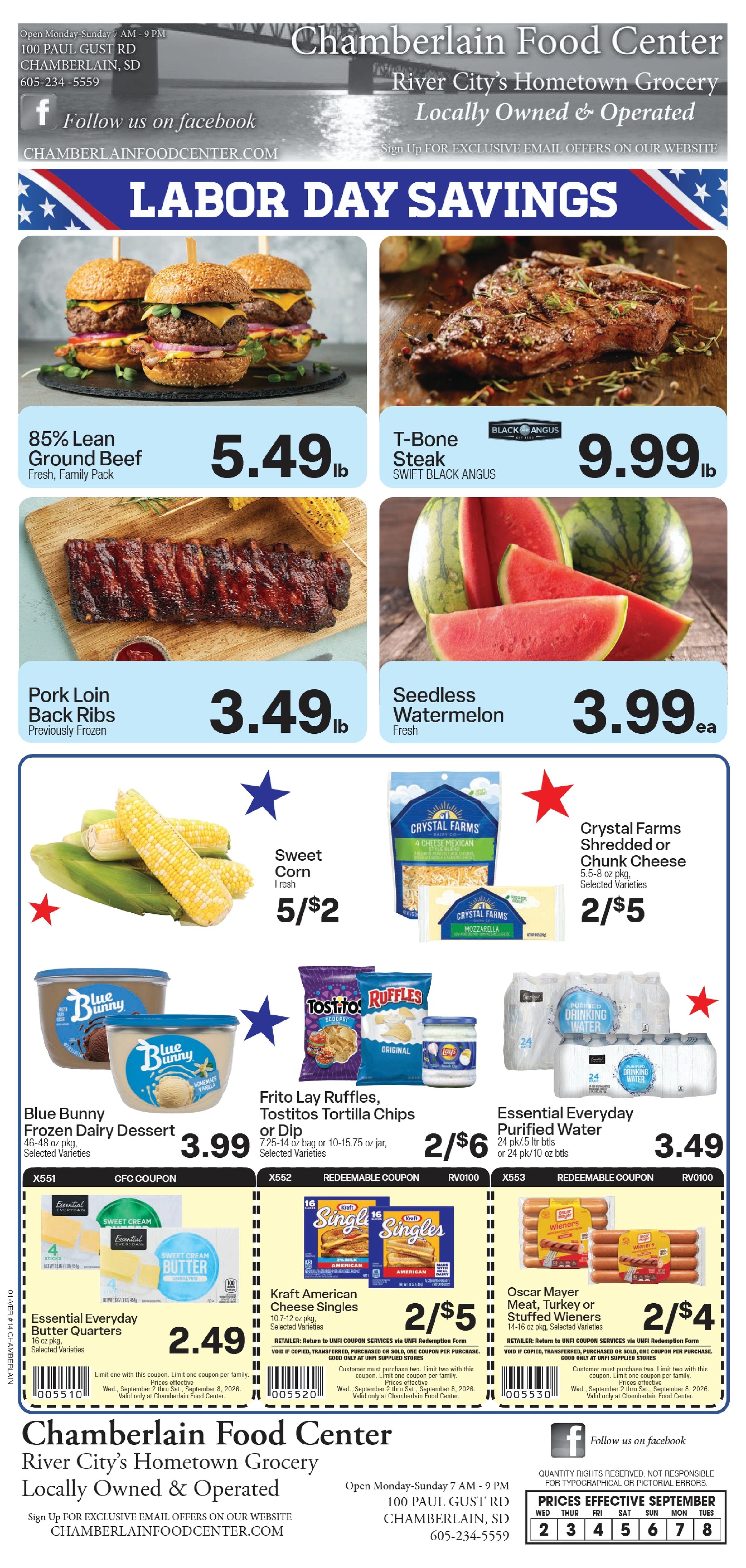 Chamberlain Food Center Weekly Ad September 2 - 8, 2026