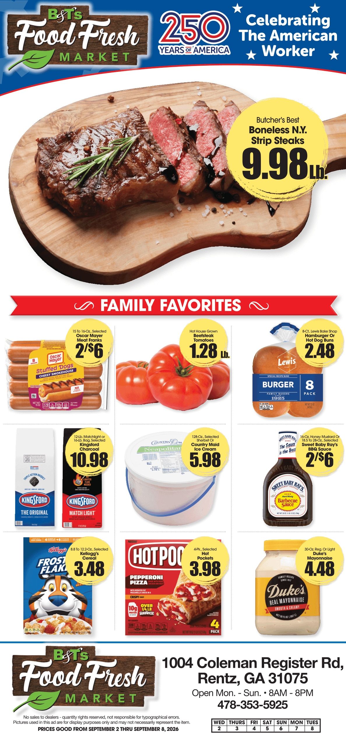 B&T's Food Fresh Market (Rentz, GA) Weekly Ad September 2 - 8, 2026