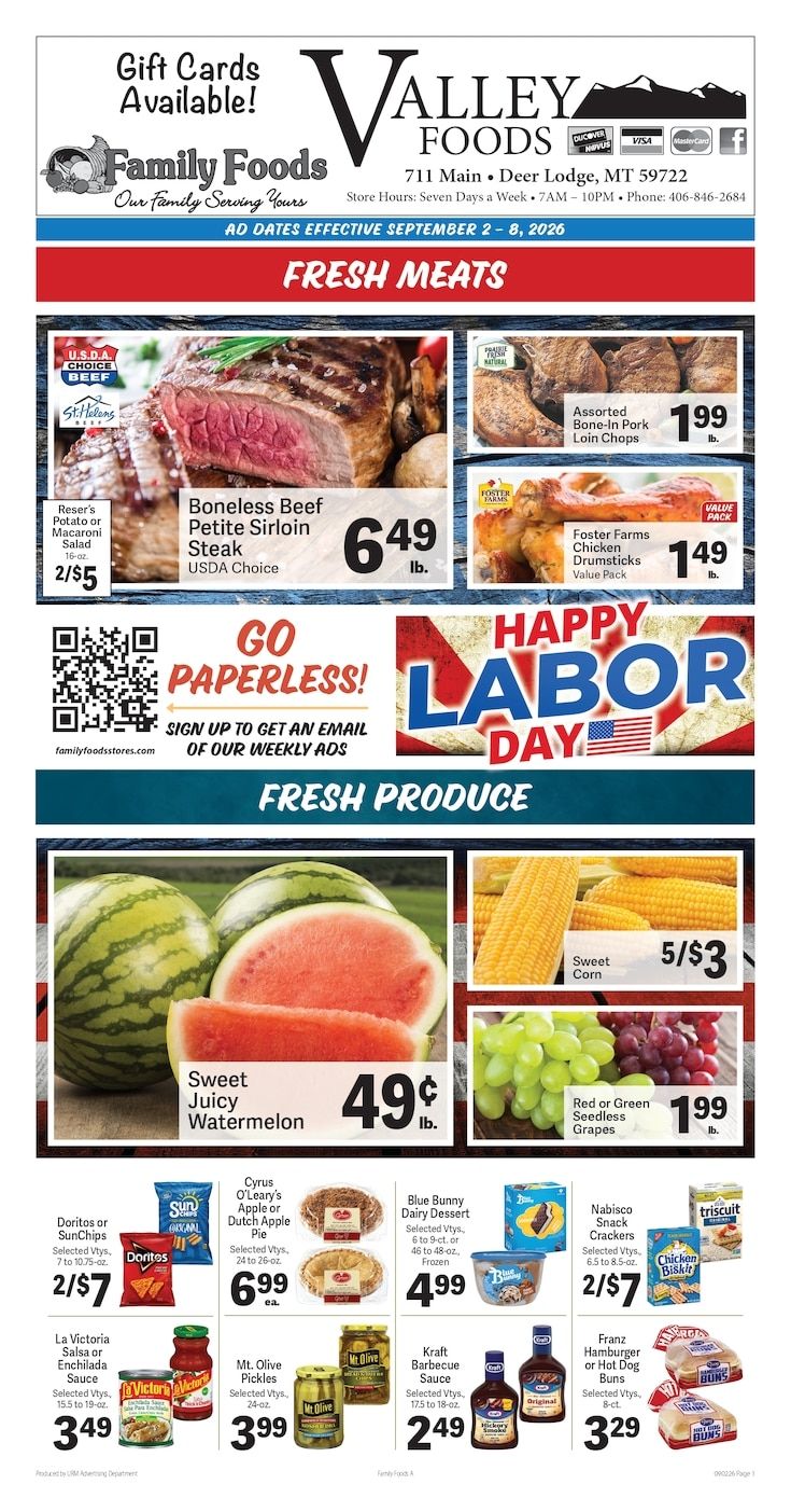Deer Lodge Valley Foods Weekly Ad September 2 - 8, 2026