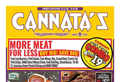 Cannata's Family Market (Louisiana) Weekly Ad September 2 - 8, 2026