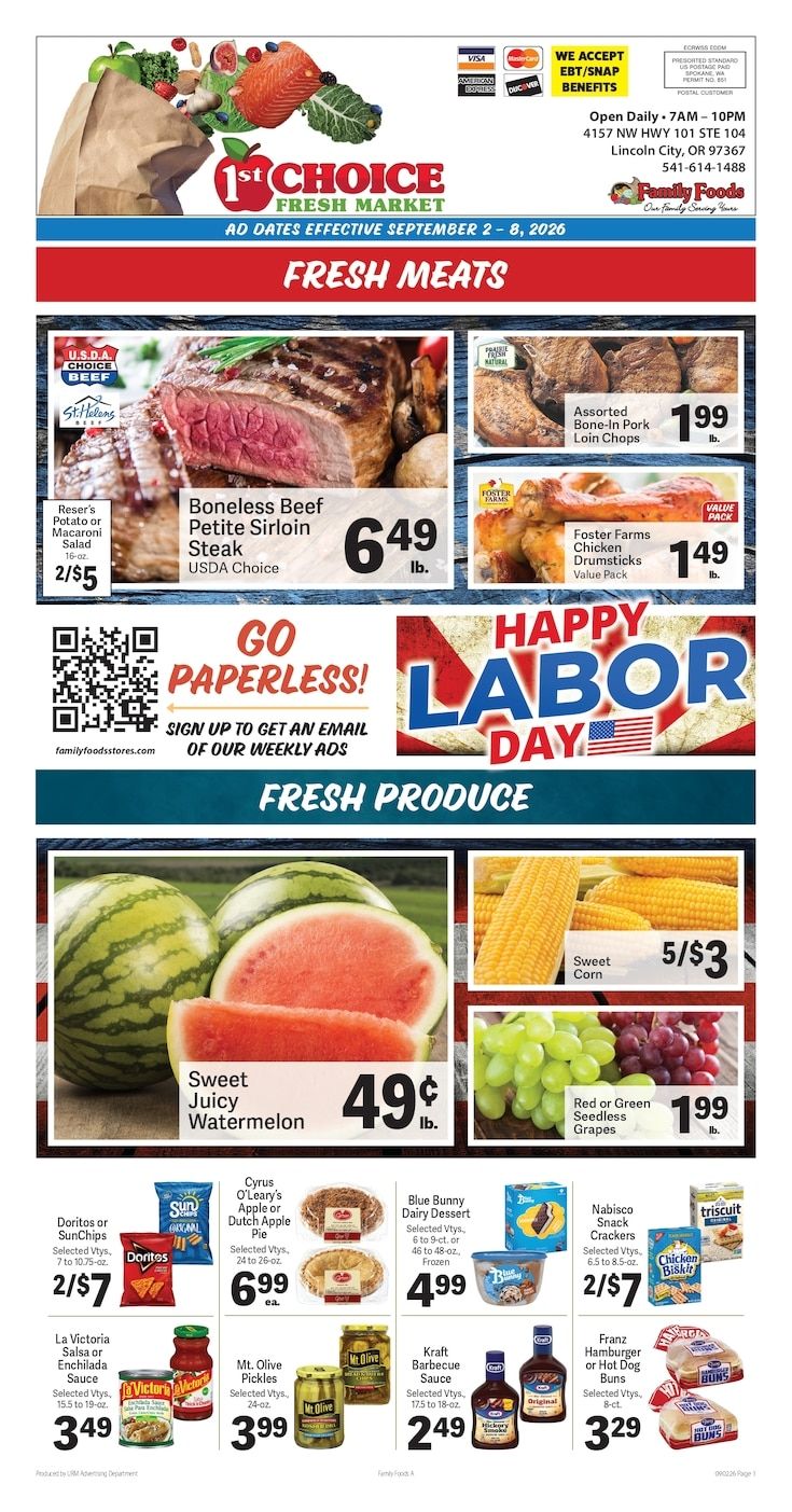 1st Choice Fresh Market Weekly Ad September 2 - 8, 2026