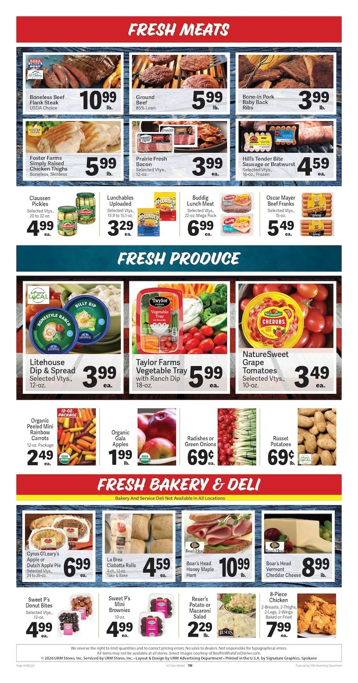 1st Choice Fresh Market Weekly Ad September 2 - 8, 2026