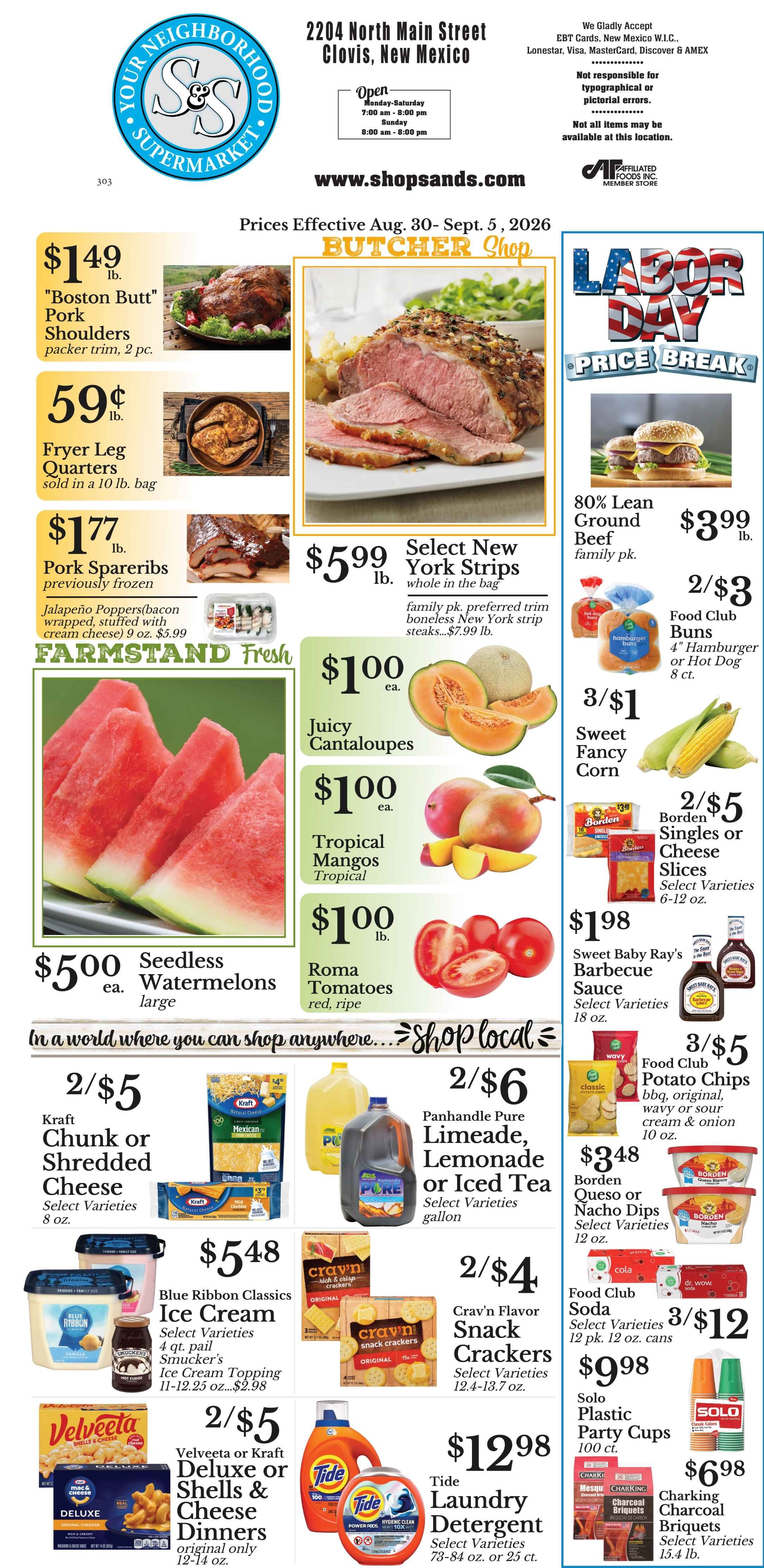 S&S Supermarket Weekly Ad August 30 - September 5, 2026