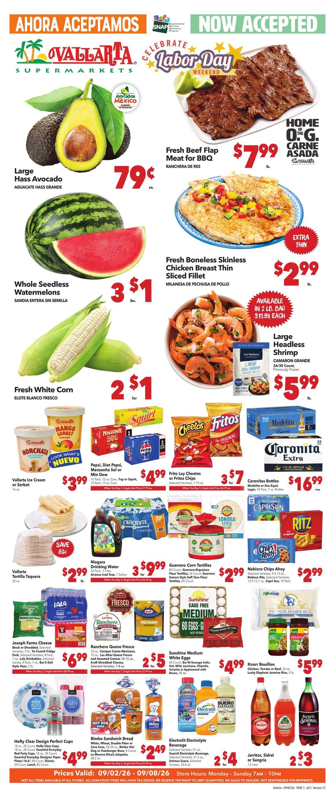 Vallarta Supermarkets (Avondale Area, AZ) Grocery Savings Weekly Ad September 2 - 8, 2026