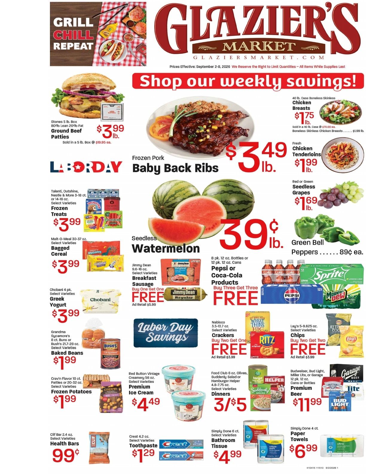Glazier's Market Weekly Ad September 2 - 8, 2026