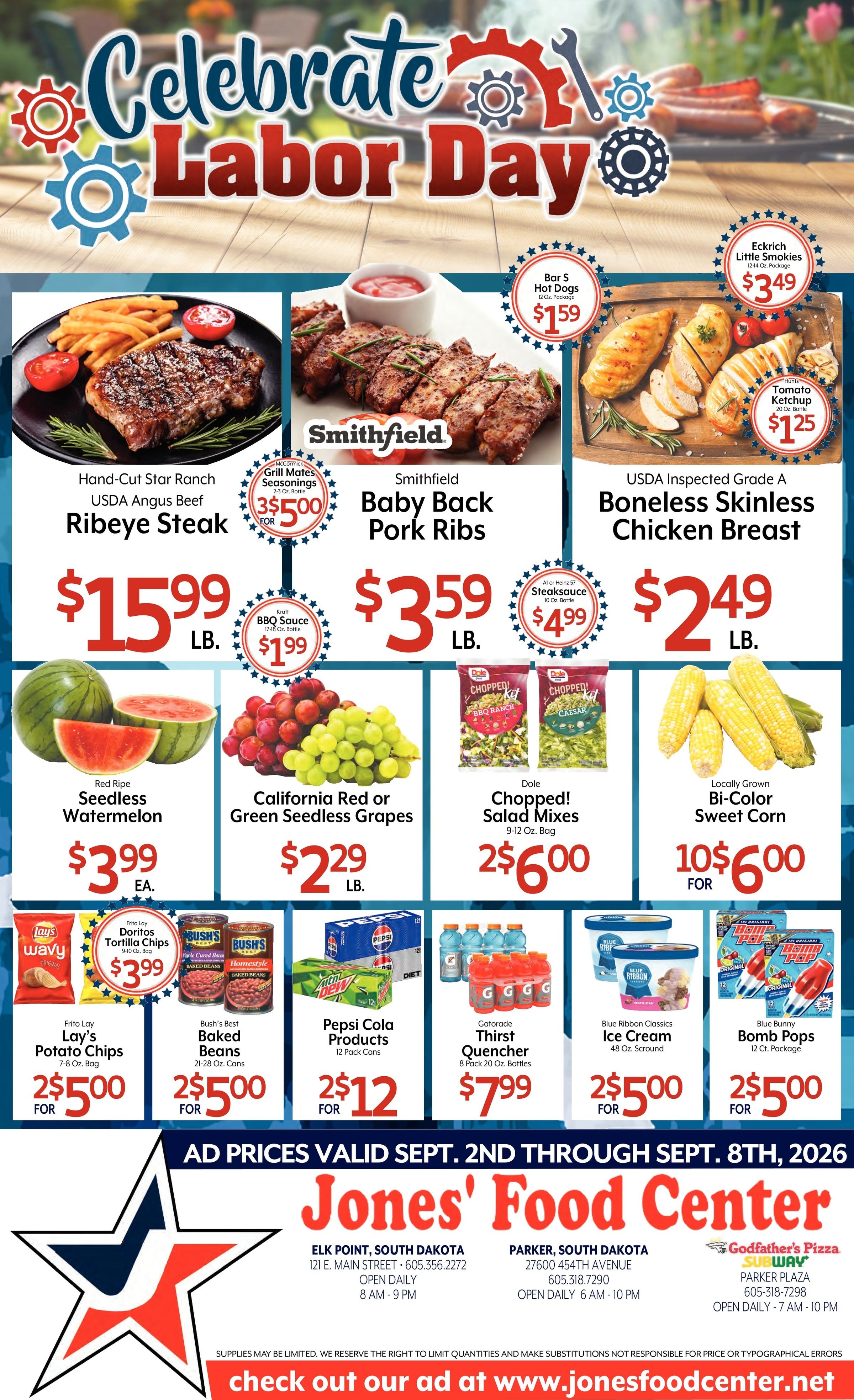 Jones' Food Center Celebrate Labor Day! Weekly Ad September 2 - 8, 2026