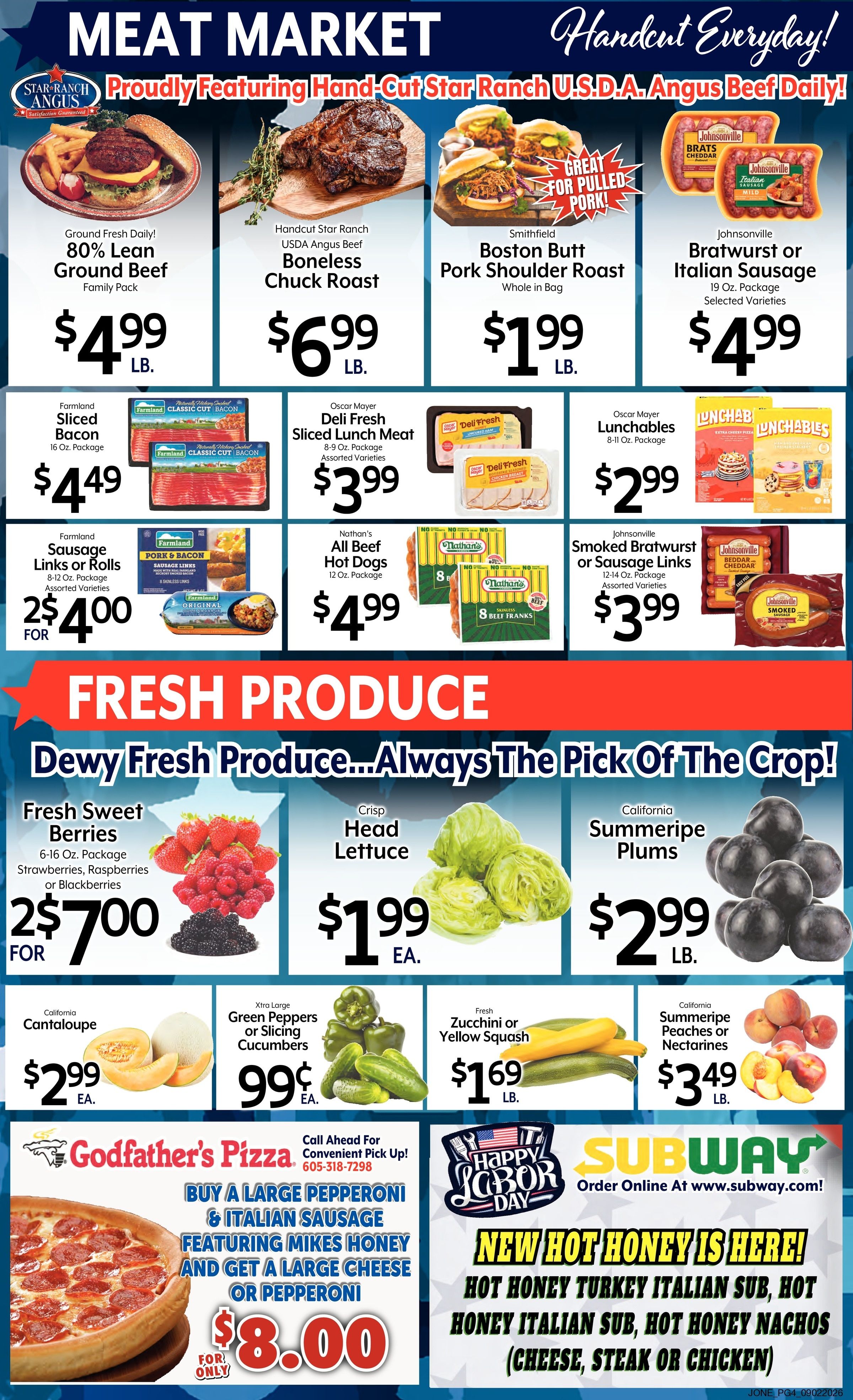 Jones' Food Center Celebrate Labor Day! Weekly Ad September 2 - 8, 2026