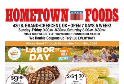 Hometown Foods Crescent 20th Anniversary Sale! Weekly Ad September 2 - 8, 2026