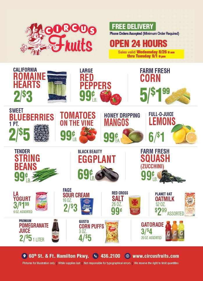 Circus Fruits (New York) Weekly Ad August 26 - September 1, 2026