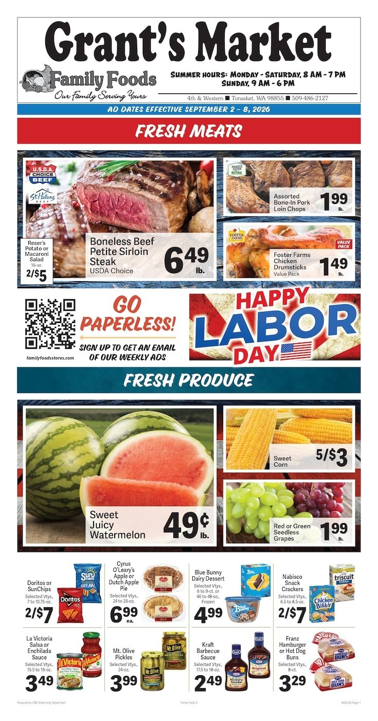 Grant's Family Foods Weekly Ad September 2 - 8, 2026