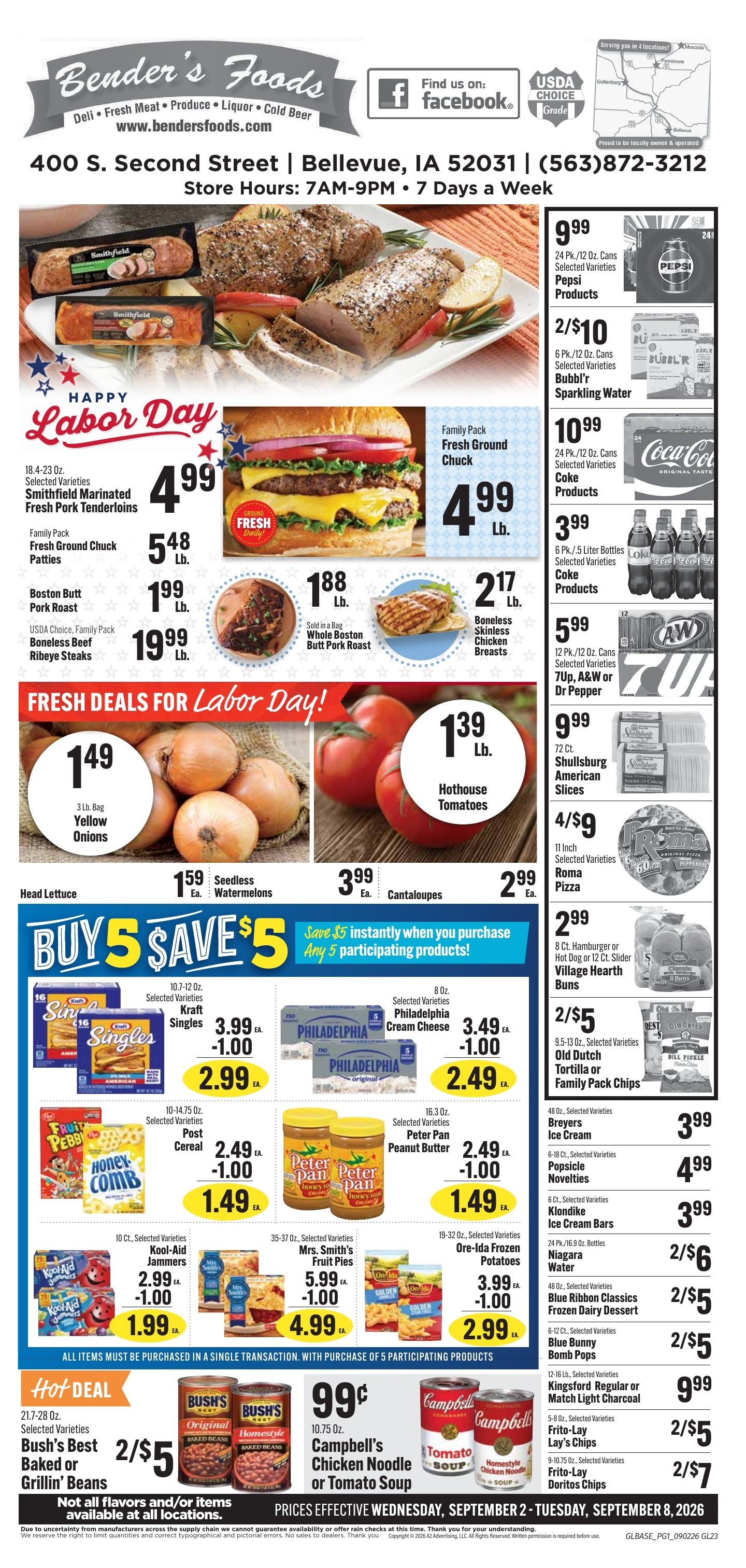 Bender's Foods (Bellevue, IA) Weekly Ad September 2 - 8, 2026
