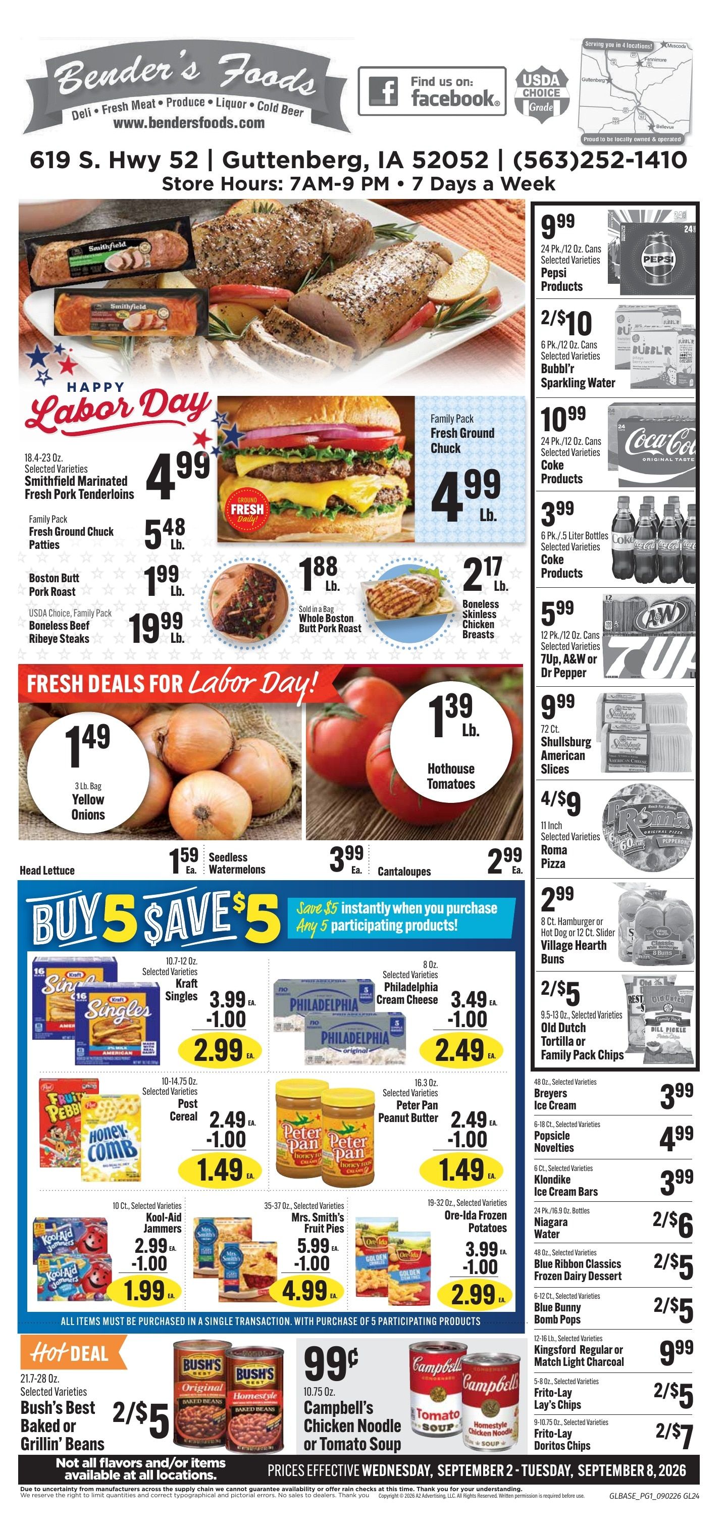 Bender's Foods (Guttenberg, IA) Weekly Ad September 2 - 8, 2026