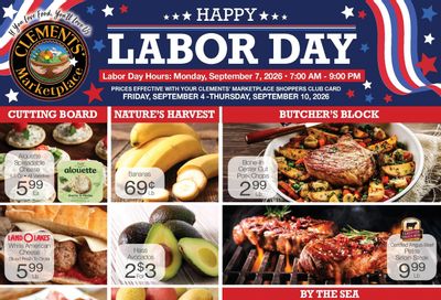 Clements' Marketplace (Plymouth, MA) Weekly Ad September 4 - 10, 2026
