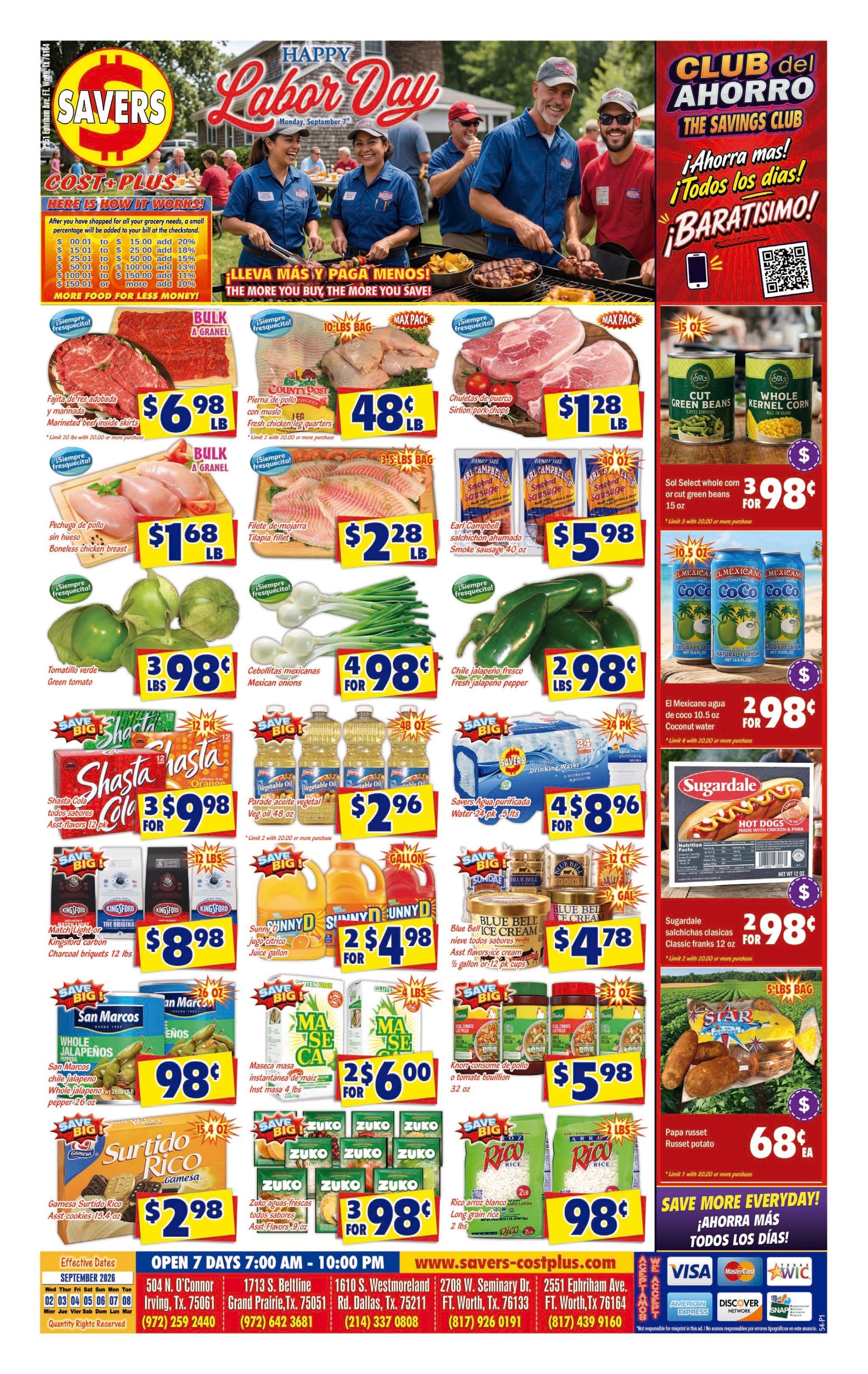 Savers Cost Plus (2551 Ephriham Avenue, Fort Worth, TX) Weekly Ad September 2 - 8, 2026