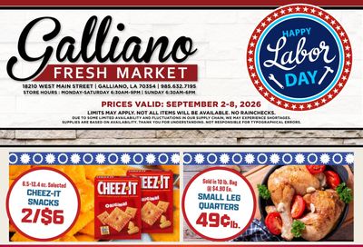 Galliano Fresh Market Weekly Ad September 2 - 8, 2026
