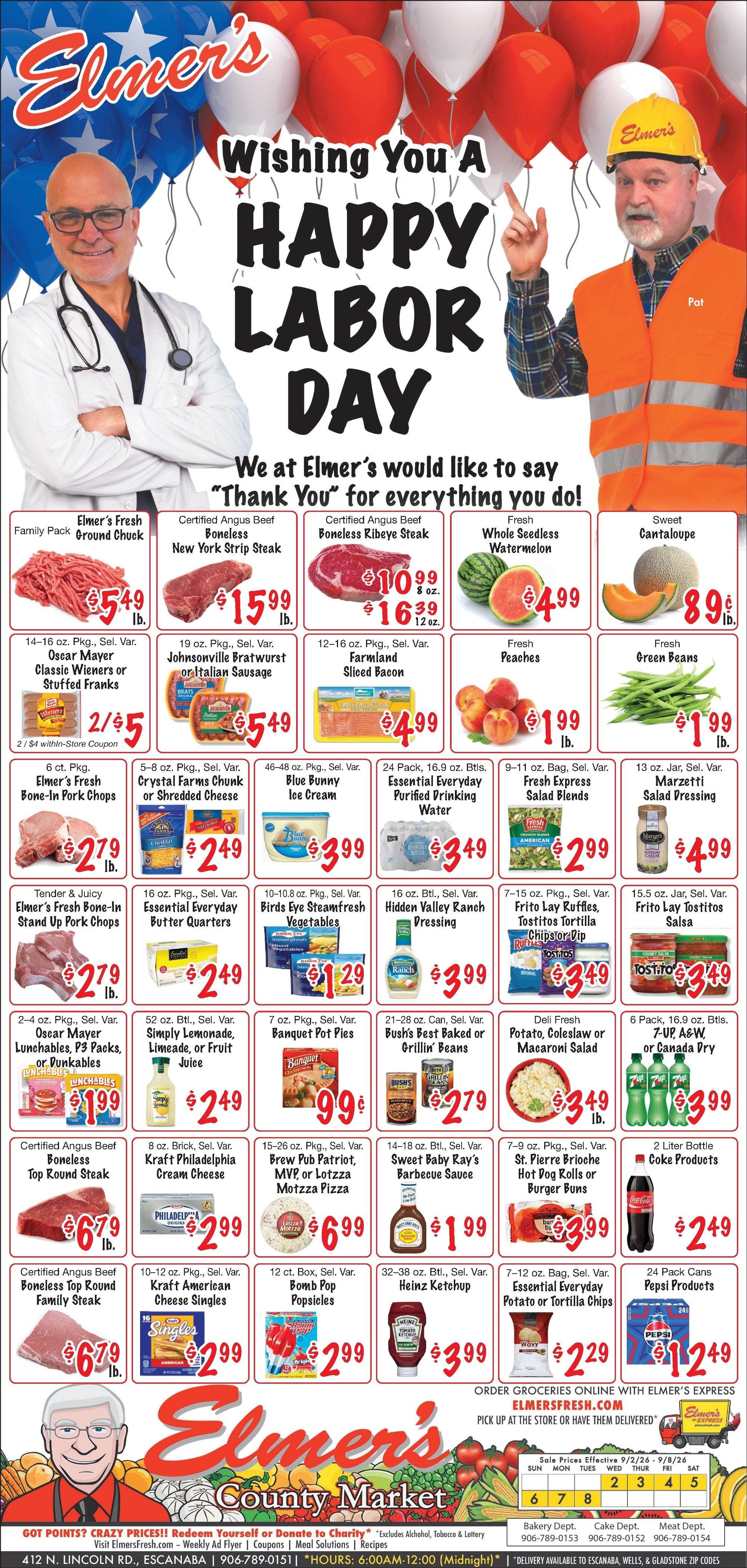 Elmer's County Market (412 N. Lincoln Rd., Escanaba, MI) Newspaper Weekly Ad September 2 - 8, 2026