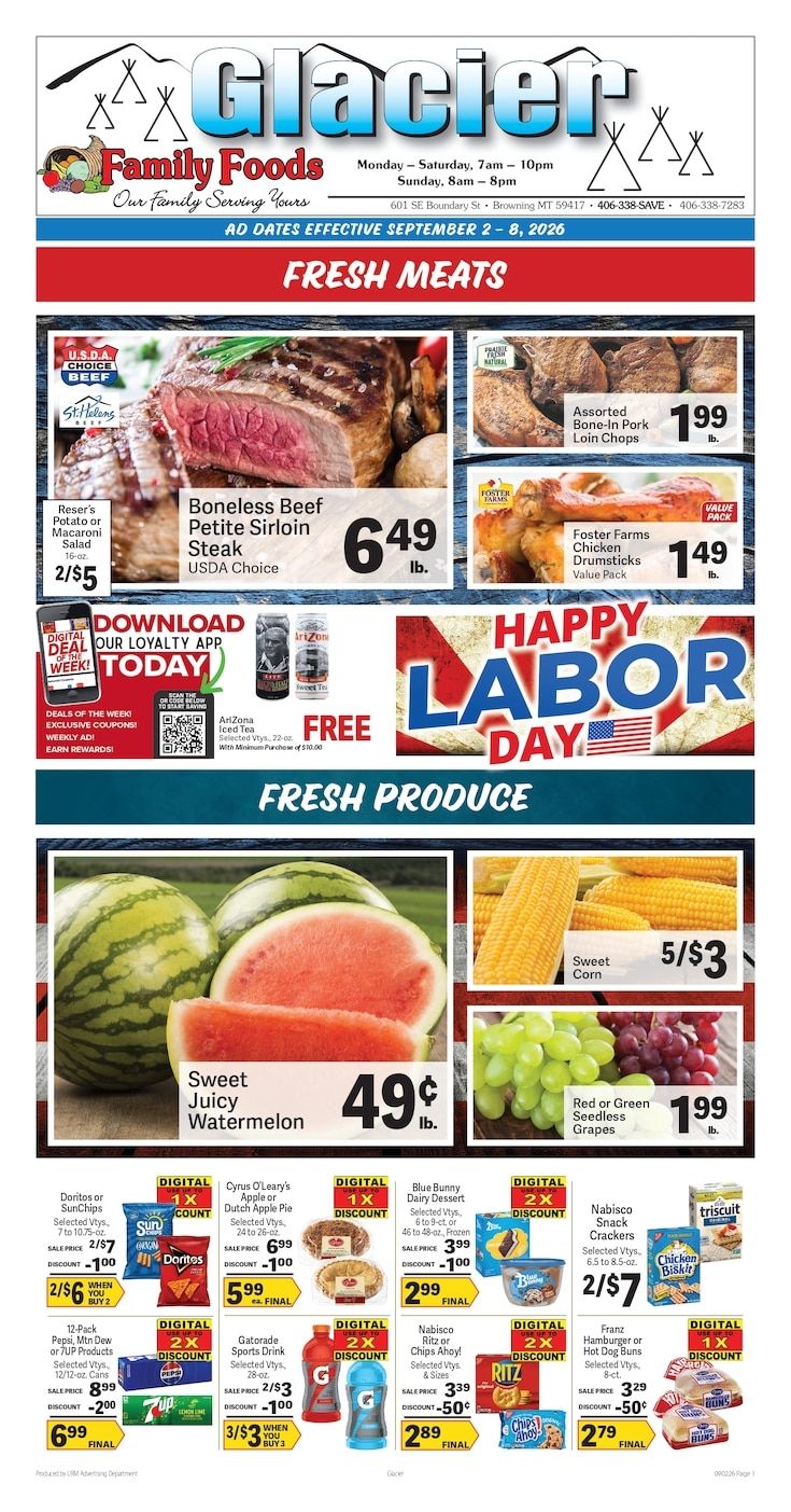 Glacier Family Foods Weekly Ad September 2 - 8, 2026