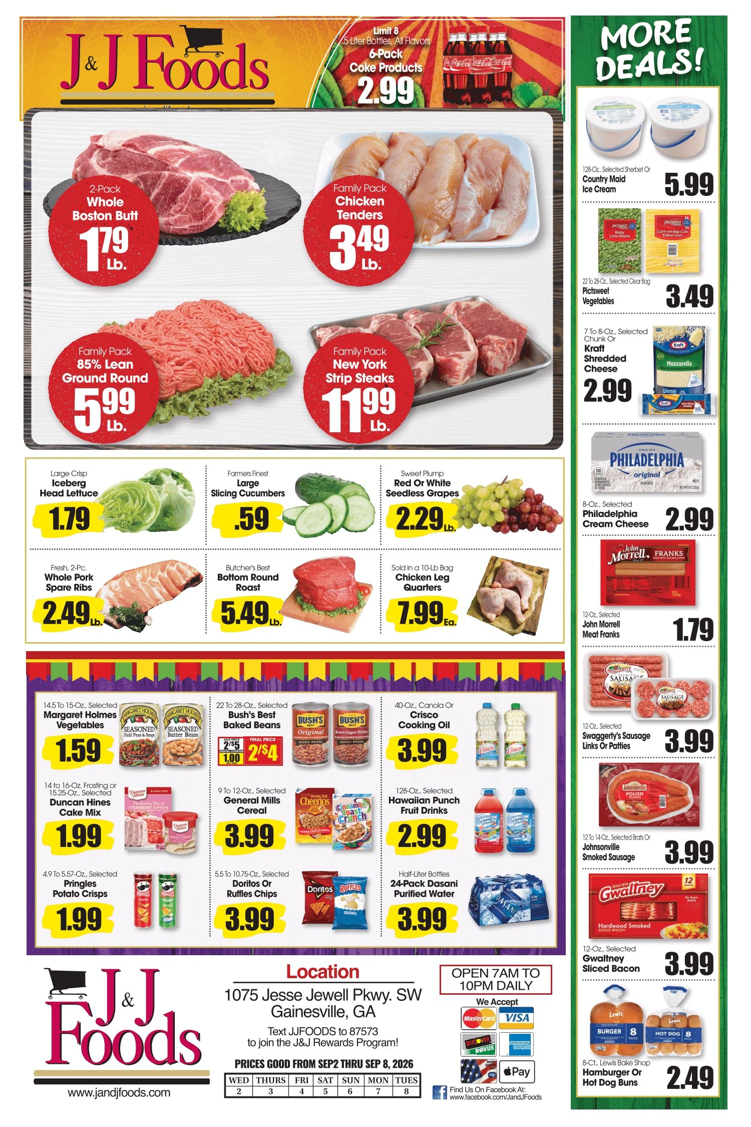 J&J Foods (1075 JESSE JEWELL PKWY SW, Gainesville, GA) Weekly Ad September 2 - 8, 2026