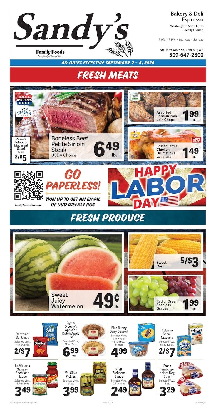 Sandy's Family Foods Weekly Ad September 2 - 8, 2026