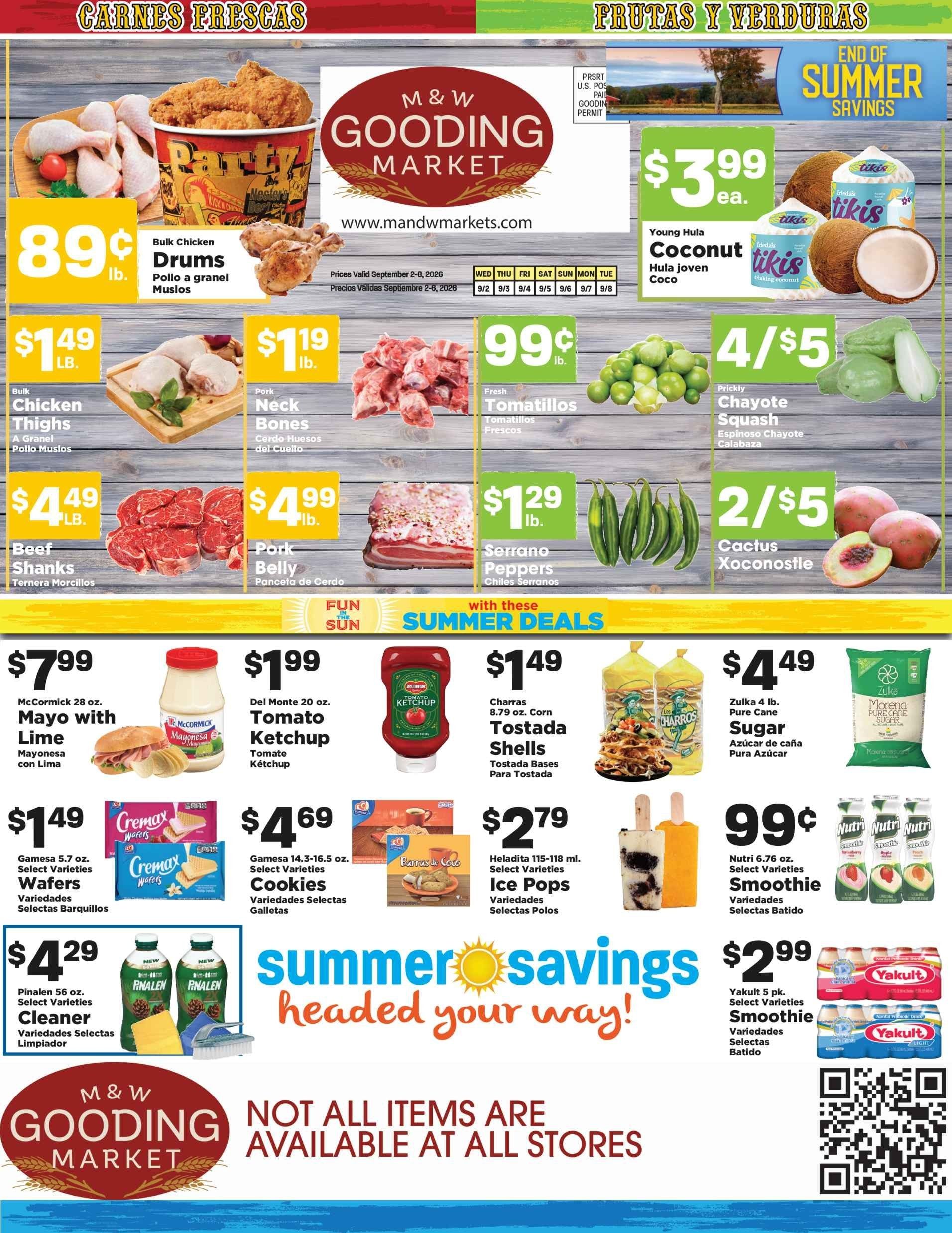 M&W Markets (Gooding, ID) Weekly Ad September 2 - 8, 2026