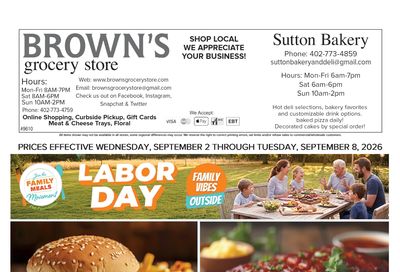 Brown's Grocery Store Weekly Ad September 2 - 8, 2026