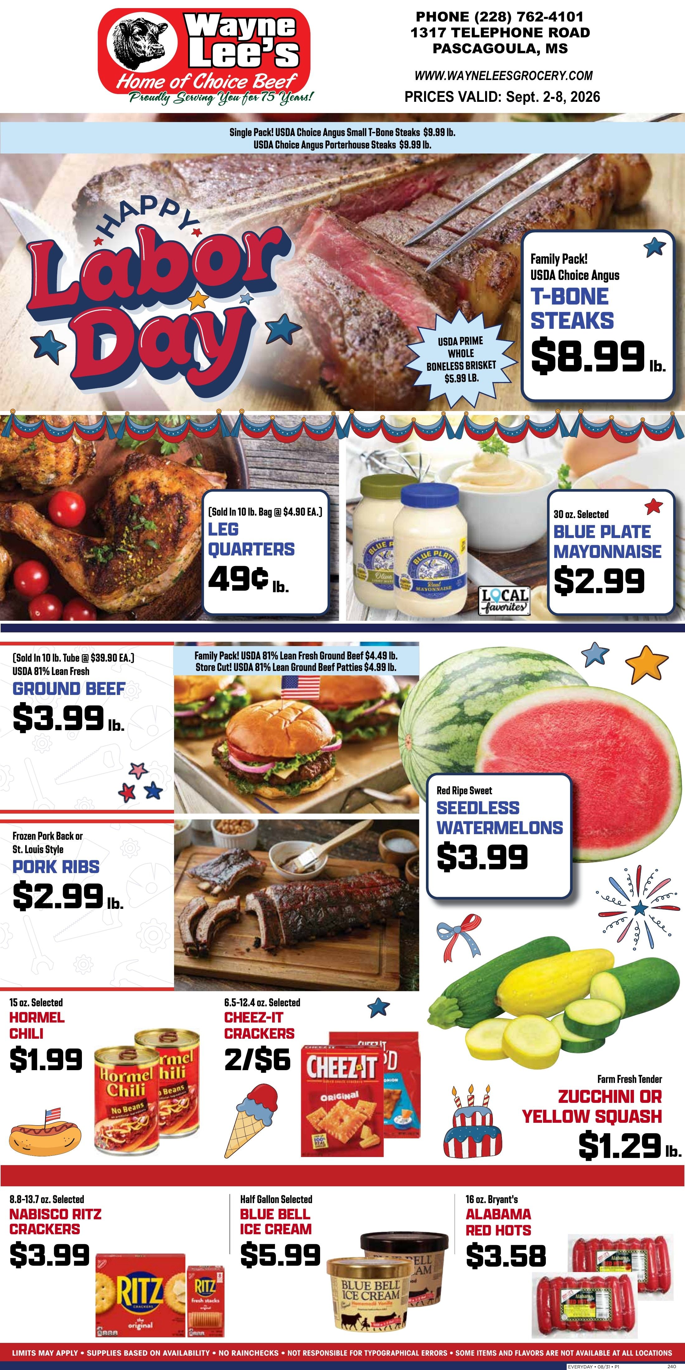 Wayne Lee's Grocery & Market Weekly Ad September 2 - 8, 2026