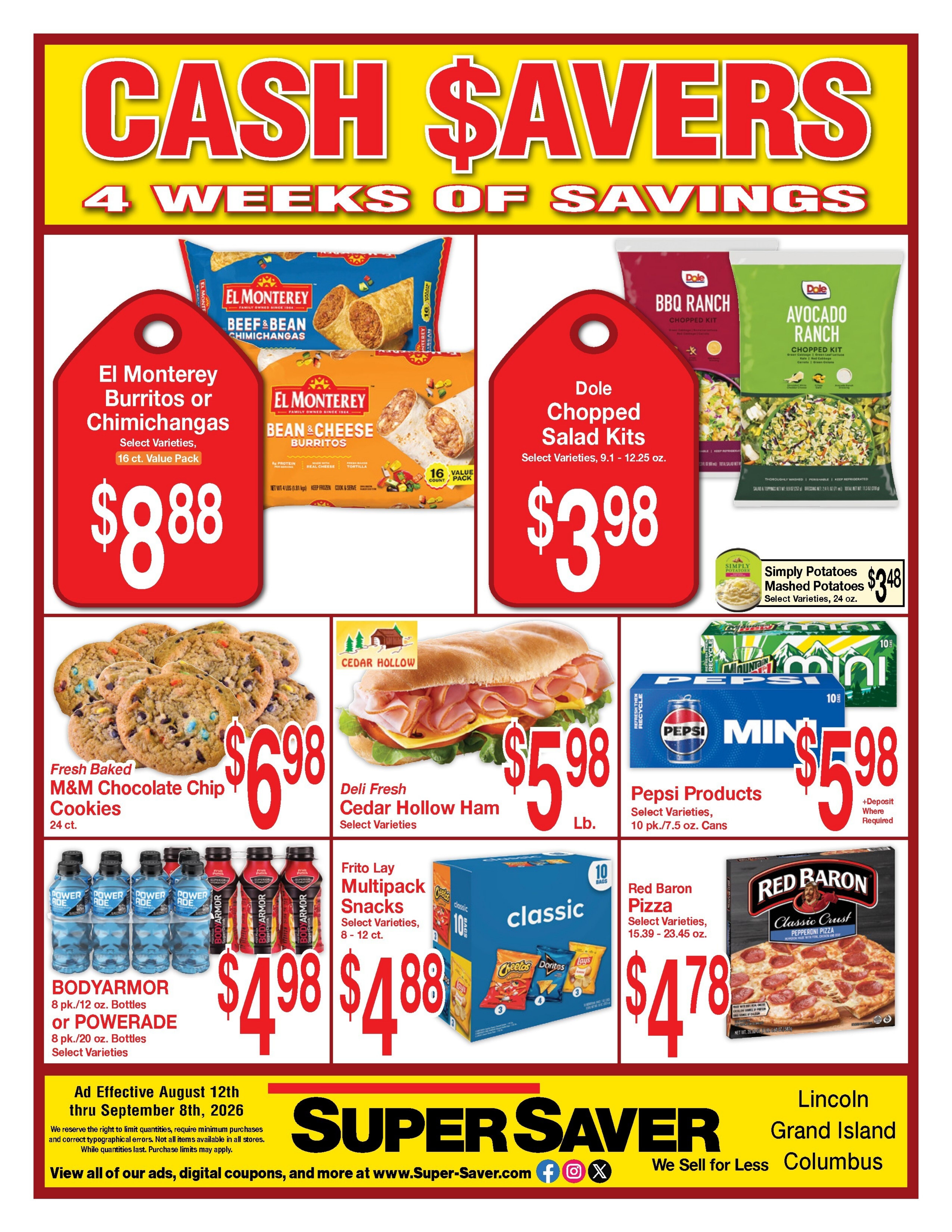 Super Saver Foods (Nebraska) Cash Saver Weekly Ad August 12 - September 8, 2026