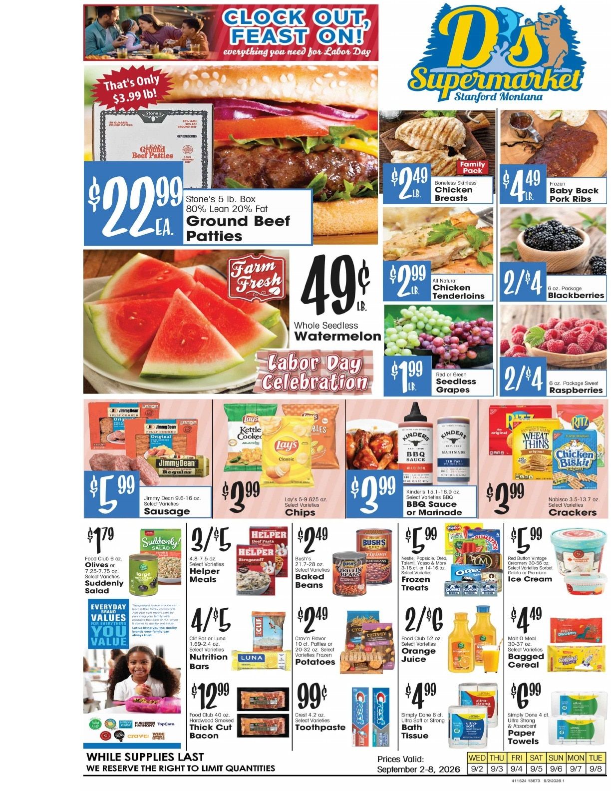 D's Supermarket (Stanford, MT) Weekly Ad September 2 - 8, 2026